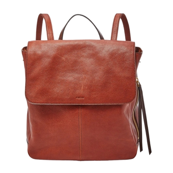 Fossil Handbags - Fossil Claire Leather Brown Brandy Backpack